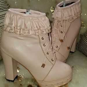 ayaso Chunky Block Mid Calf Boots Cowgirl Boots Mid High Boots Women Round Toe S